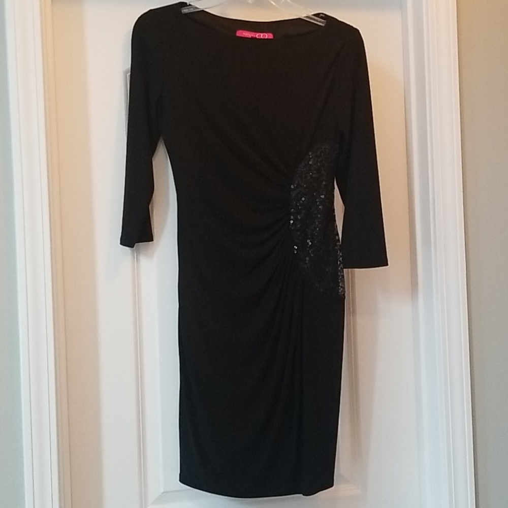 Black mini dress with sequined side